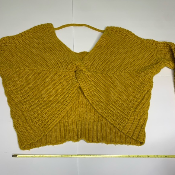 Yes Lola Marigold Yellow Chunky Knit Open Back Wool Alpaca Blend Sweater Small - Picture 9 of 12